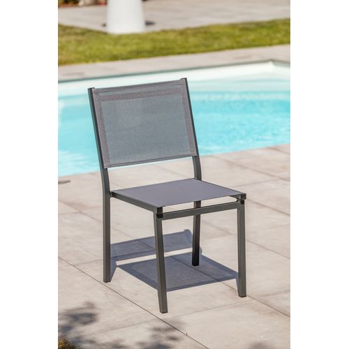 Chaise De Jardin Empilable En Alu Toile Plastifiéee - Gris Anthracite - Tolede