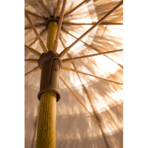 Parasol Clair à Franges En Acier Finition Bois Naturel - Marron - Hawai