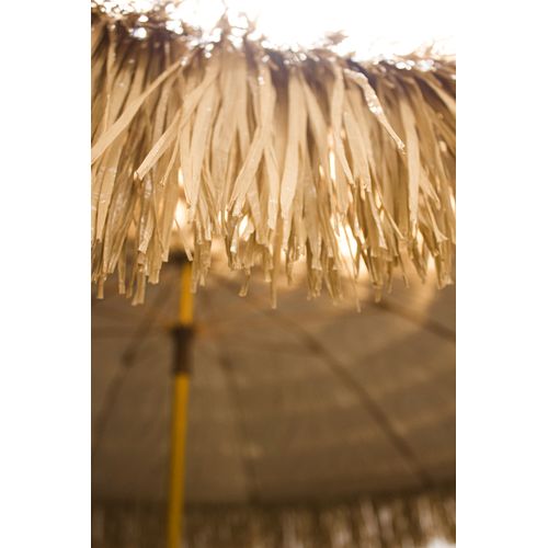 Parasol Clair à Franges En Acier Finition Bois Naturel - Marron - Hawai