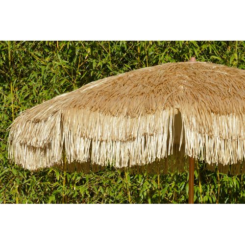 Parasol Clair à Franges En Acier Finition Bois Naturel - Marron - Hawai