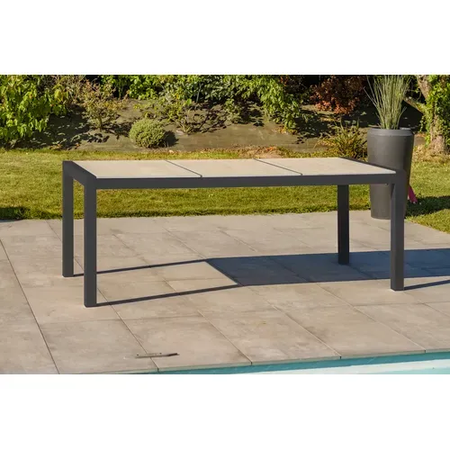 Table De Jardin En Aluminium Avec Plateau Céramique - Gris Anthracite - Venise