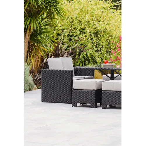 Ensemble Repas De Jardin Encastrable 8 Places En Résine Tresséee - Noir - Oceane