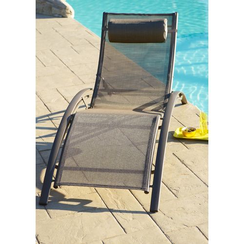 Lot De 2 Bains De Soleil En Aluminium Et Toile Plastifiée - Cappuccino - Cl76