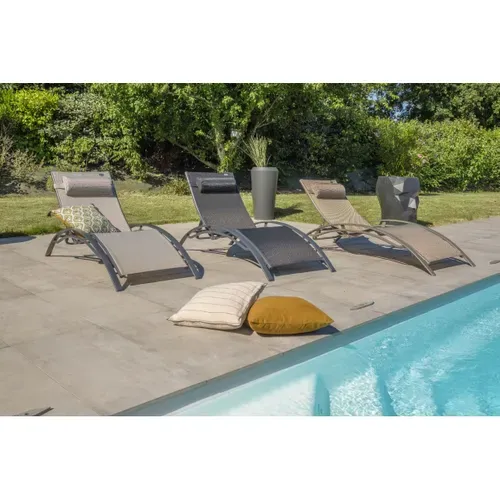 Lot De 2 Bains De Soleil En Aluminium Et Toile Plastifiée - Cappuccino - Cl76