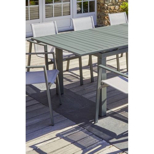 Miami Table De Jardin Extensible Aluminium 180–240 X 100 X 77 Cm Kaki