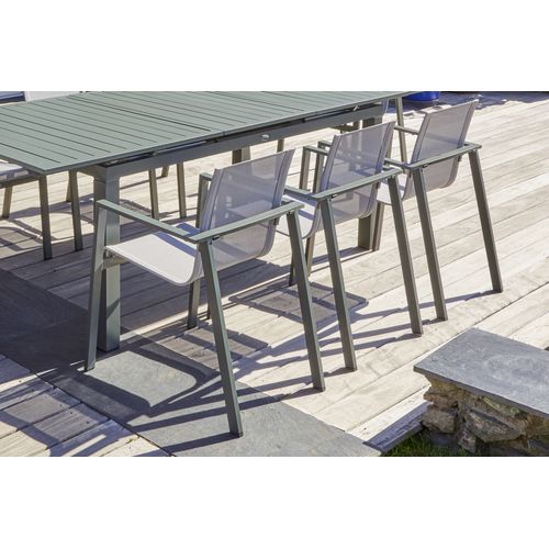 Fauteuil De Jardin Empilable En Alu Et Toile Plastifiéee - Kaki - Miami
