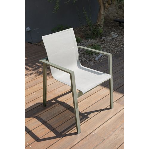 Fauteuil De Jardin Empilable En Alu Et Toile Plastifiéee - Kaki - Miami
