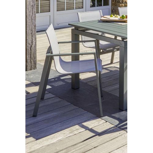 Fauteuil De Jardin Empilable En Alu Et Toile Plastifiéee - Kaki - Miami