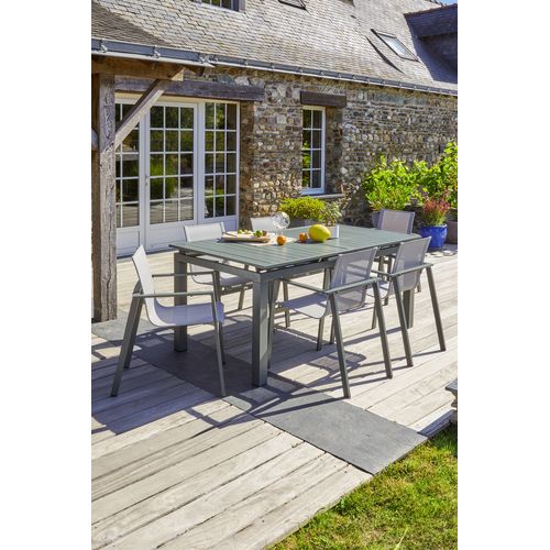 Fauteuil De Jardin Empilable En Alu Et Toile Plastifiéee - Kaki - Miami