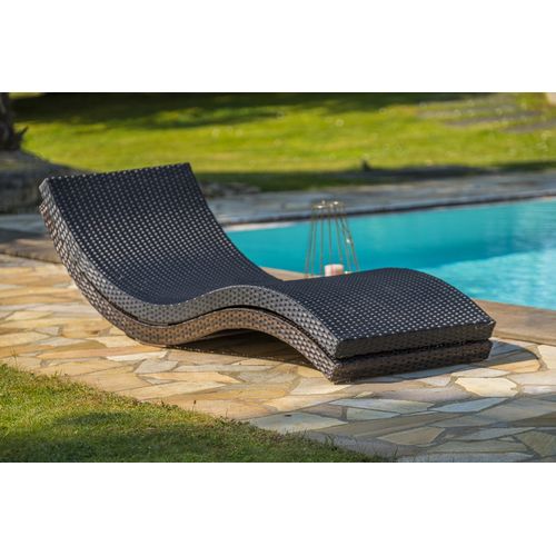 Lot De 2 Bains De Soleil Cancun Chocolat En Résine Tressée - Cancun