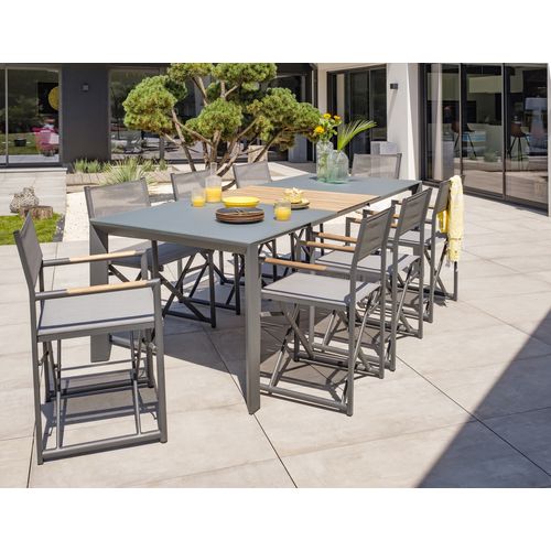 Ensemble Repas De Jardin 8 Places En Aluminium  - Gris Anthracite - Honfleur
