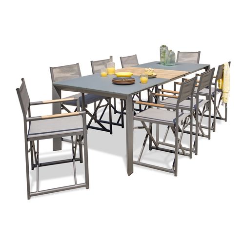 Ensemble Repas De Jardin 8 Places En Aluminium  - Gris Anthracite - Honfleur