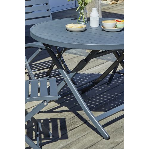 Table De Jardin Ronde Pliante En Aluminium  - Gris Anthracite - Marius