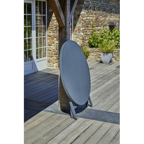 Table De Jardin Ronde Pliante En Aluminium  - Gris Anthracite - Marius