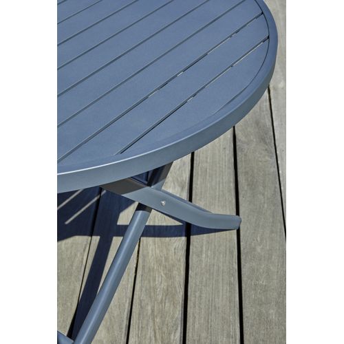 Table De Jardin Ronde Pliante En Aluminium  - Gris Anthracite - Marius