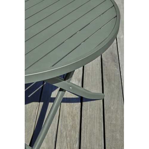 Table De Jardin Ronde Pliante En Aluminium - Kaki - Marius