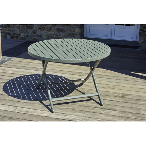 Table De Jardin Ronde Pliante En Aluminium - Kaki - Marius