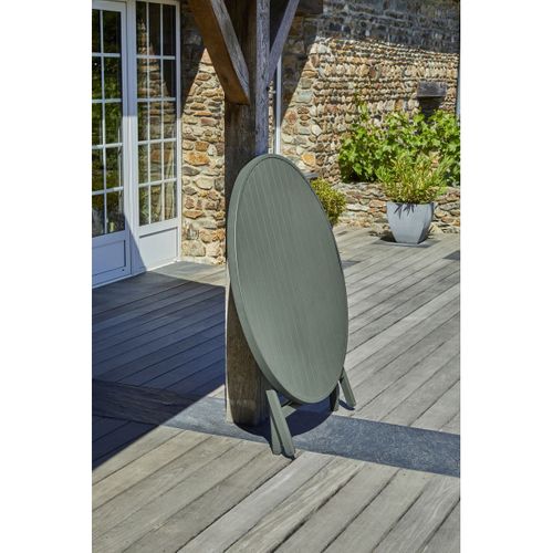 Table De Jardin Ronde Pliante En Aluminium - Kaki - Marius