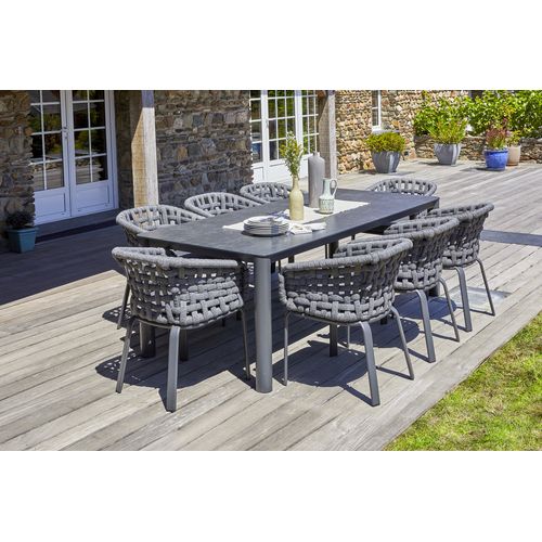 Ensemble Repas Camargue 8 Places Aluminium Plateau Céramique Sur Verre - Camargue