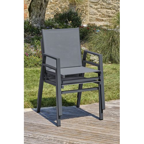 Fauteuil De Jardin Empilable En Aluminium - Gris Anthracite - Floride