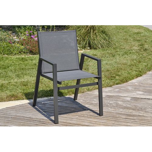 Fauteuil De Jardin Empilable En Aluminium - Gris Anthracite - Floride