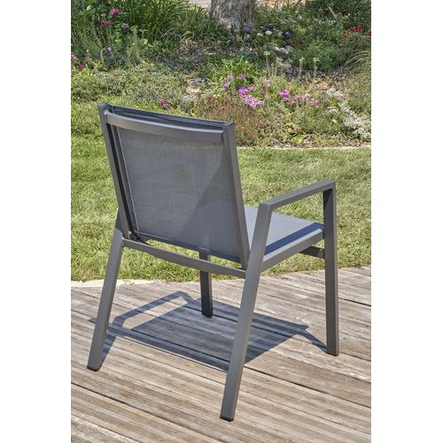 Fauteuil De Jardin Empilable En Aluminium - Gris Anthracite - Floride