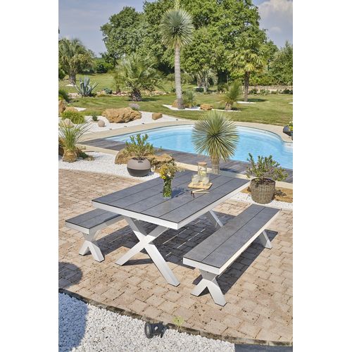 Table De Jardin En Aluminium Et Plateau Hpl - Blanc - Annecy