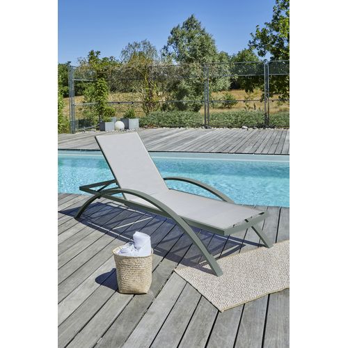 Lot De 2 Bains De Soleil En Toile Plastifiéee Et Aluminium - Kaki - Barcelona