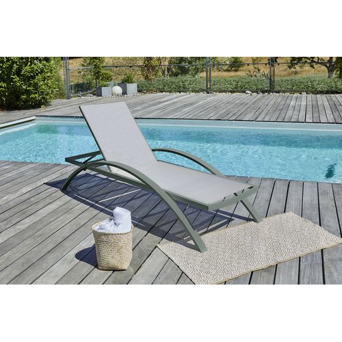 Lot De 2 Bains De Soleil En Toile Plastifiéee Et Aluminium - Kaki - Barcelona
