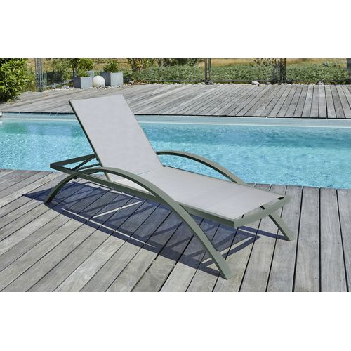 Lot De 2 Bains De Soleil En Toile Plastifiéee Et Aluminium - Kaki - Barcelona