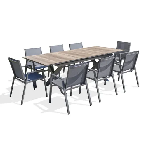 Ensemble Repas De Jardin 8 Places En Aluminium - Floride