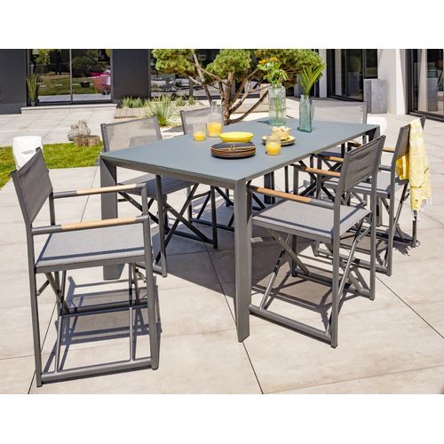 Ensemble Repas De Jardin 6 Places En Aluminium - Gris Anthracite - Honfleur
