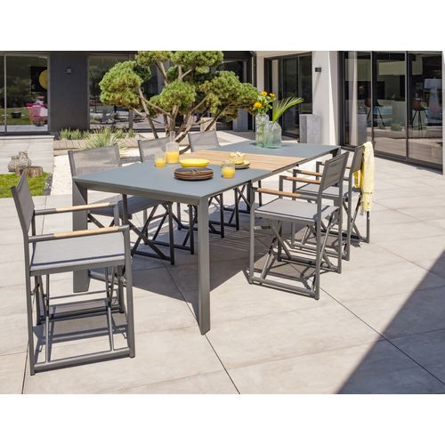 Ensemble Repas De Jardin 6 Places En Aluminium - Gris Anthracite - Honfleur