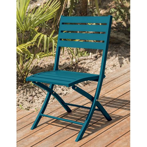 Lot De 2 Chaises De Jardin En Aluminium - Bleu Canard - Marius