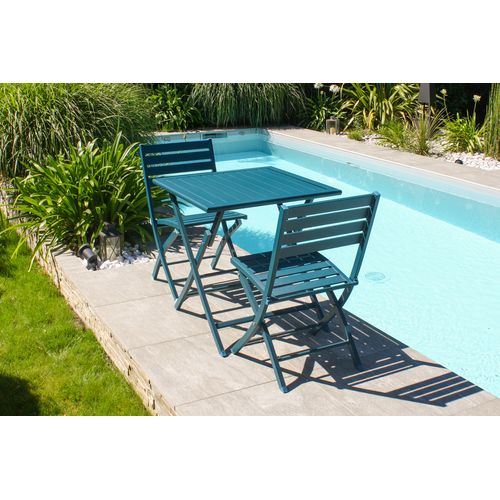 Lot De 2 Chaises De Jardin En Aluminium - Bleu Canard - Marius