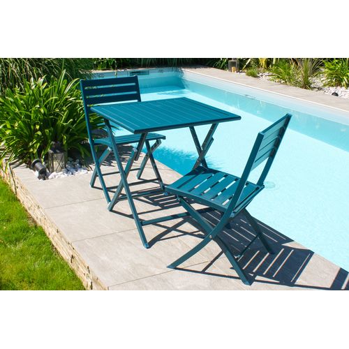 Lot De 2 Chaises De Jardin En Aluminium - Bleu Canard - Marius