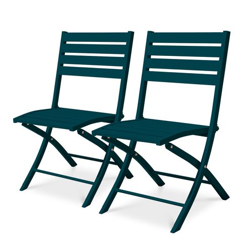 Lot De 2 Chaises De Jardin En Aluminium - Bleu Canard - Marius