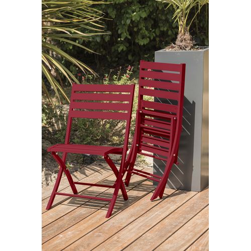 Lot De 2 Chaises De Jardin En Aluminium - Rouge Carmin - Marius