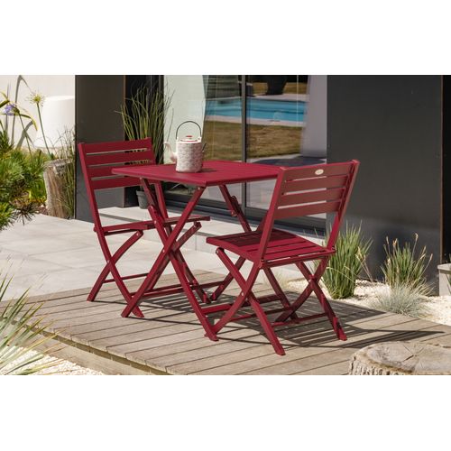 Lot De 2 Chaises De Jardin En Aluminium - Rouge Carmin - Marius