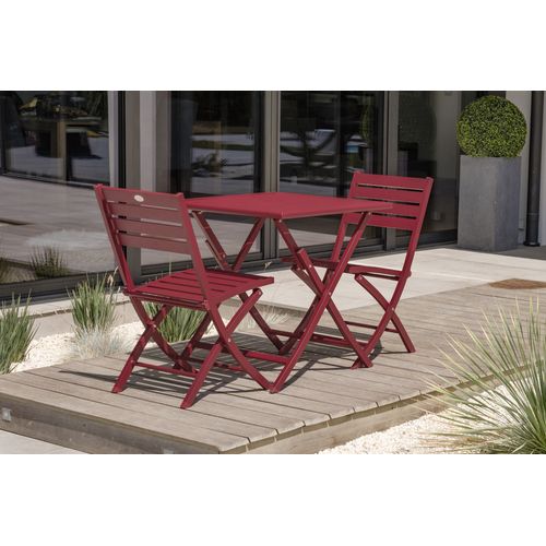 Lot De 2 Chaises De Jardin En Aluminium - Rouge Carmin - Marius