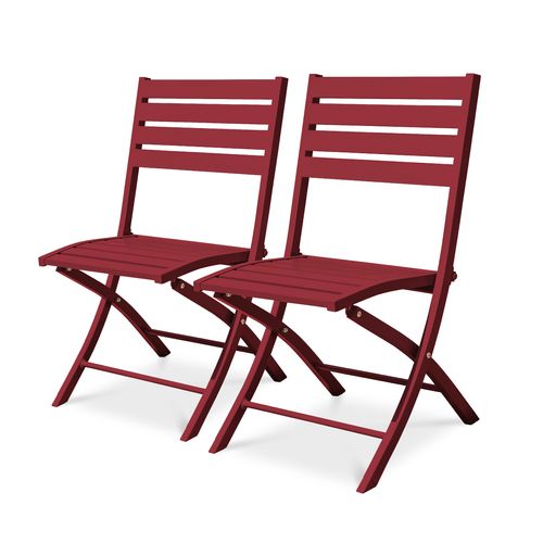 Lot De 2 Chaises De Jardin En Aluminium - Rouge Carmin - Marius