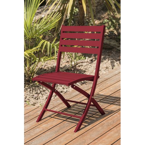Lot De 2 Chaises De Jardin En Aluminium - Rouge Carmin - Marius