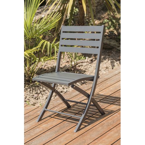 Lot De 2 Chaises De Jardin Marius En Aluminium Anthracite - Marius
