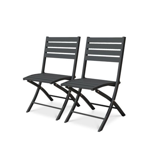 Lot De 2 Chaises De Jardin Marius En Aluminium Anthracite - Marius