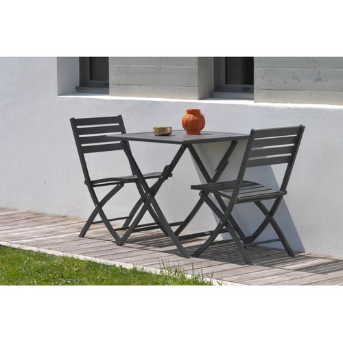 Lot De 2 Chaises De Jardin Marius En Aluminium Anthracite - Marius