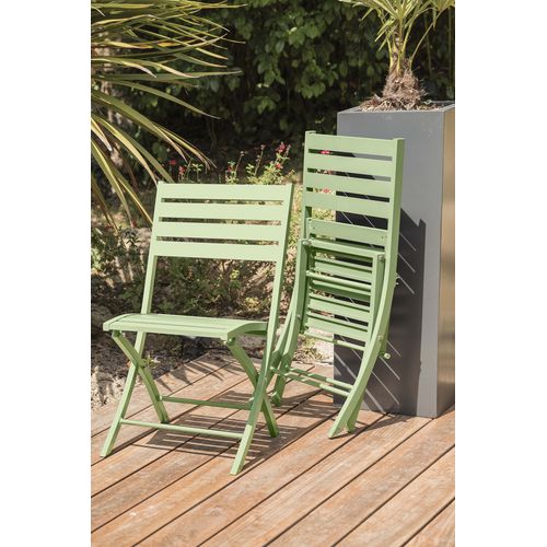 Lot De 2 Chaises De Jardin En Aluminium - Vert Lagune - Marius