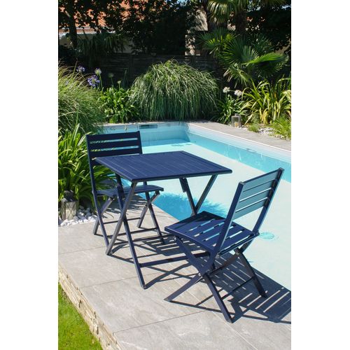 Lot De 2 Chaises De Jardin En Aluminium - Bleu Marine - Marius