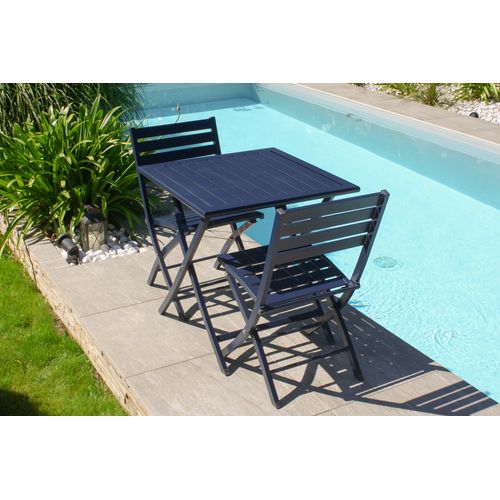 Lot De 2 Chaises De Jardin En Aluminium - Bleu Marine - Marius