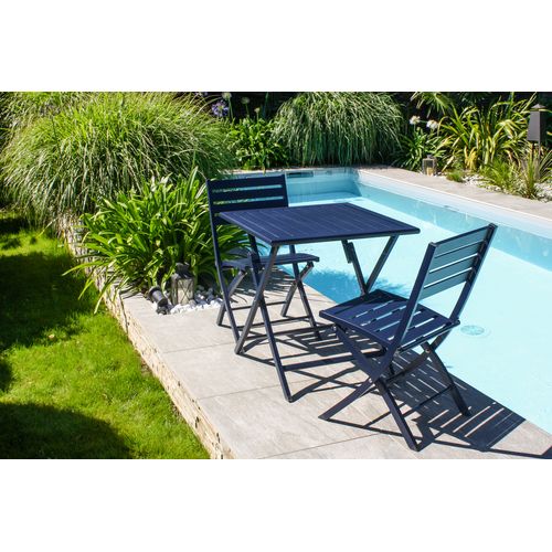 Lot De 2 Chaises De Jardin En Aluminium - Bleu Marine - Marius