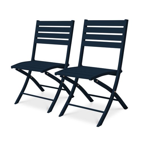 Lot De 2 Chaises De Jardin En Aluminium - Bleu Marine - Marius